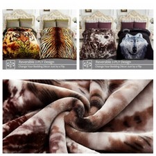 2 Ply Animal Print Thick Heavy Blanket Warm Soft Korean Mink Blanket Queen King