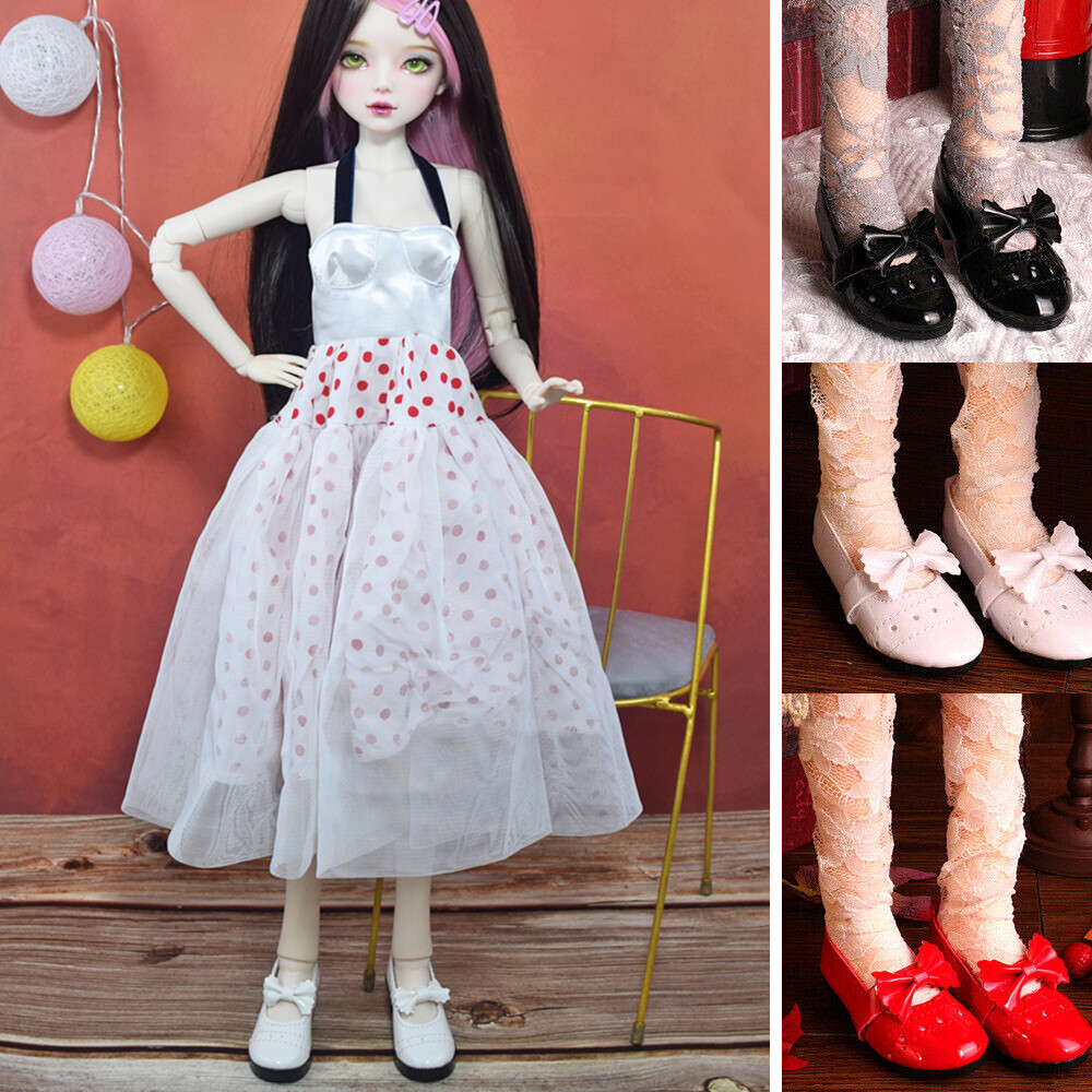Pairs PU Leather Shoes Bow BJD Shoes for 1/3 60cm BJD Dolls Cute Shoes  DIY BJD