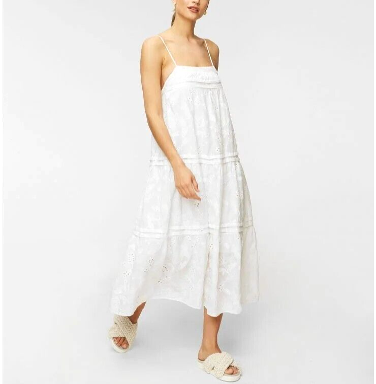 Strappy Midi Summer Dress Zara Off White Cutwork Embroidered Midi
