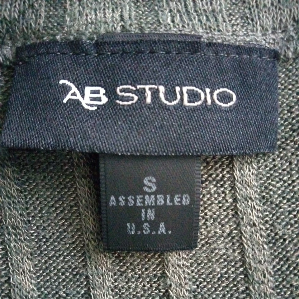Ab Studio Womens Tunic Top S Olive green Ribbed Mixed media Short sleeve Knit - Image 3 of 4