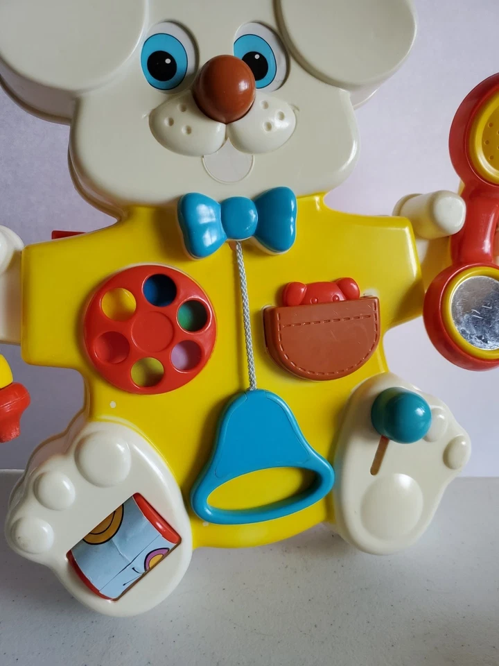 老式HTF蓝色盒子玩具婴儿小狗活动中心婴儿床噪音 — 第 3/4 张图片