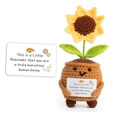 Handmade Positive Sunflower Crochet Artificial Flowers with A Little Reminder