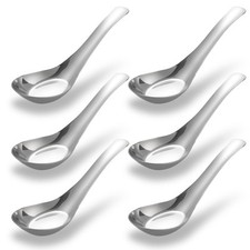 Soup Spoons Set of 6, 304 Stainless Steel Dinner Spoons Asian Soup Spoons Mir...