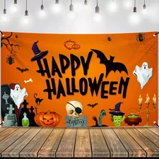 KatchOn, Spooky Happy Halloween Backdrop - XtraLarge, 72x44 Inch | Scary Ghos...