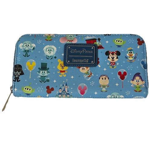 Disney Parks Loungefly Icons Characters Wallet Zip-Around 8x4x1” NWOT