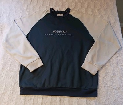 Vintage Sergio Tacchini Crewneck Logo Sweatshirt Men's Large Pullover Blue/White