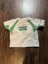 Vintage Y2K Nike Athletics Kids Boys  Ringer T Shirt Gray Green 12 Months