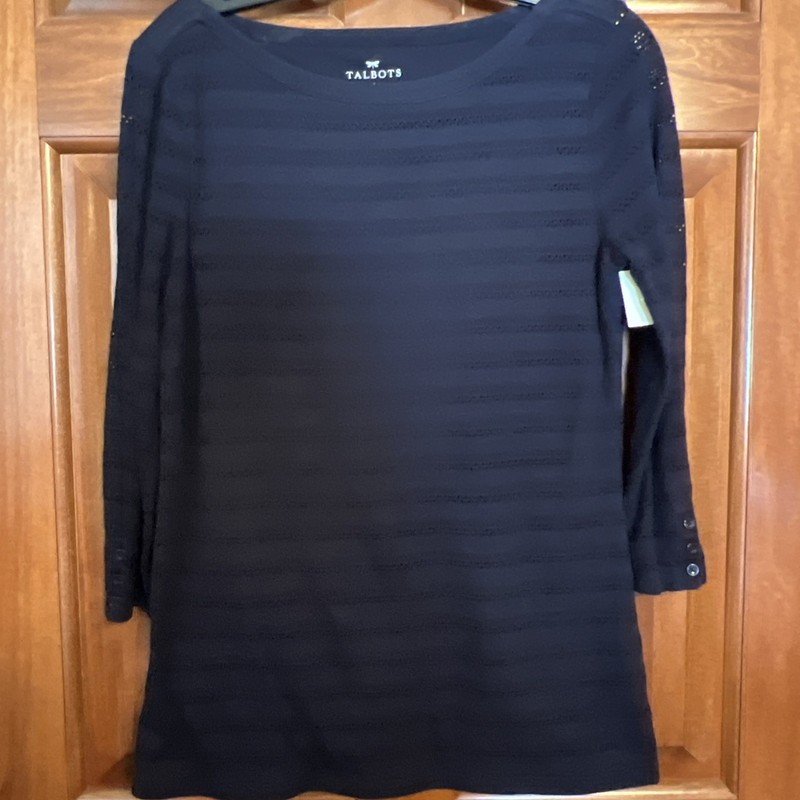 Talbots Solid Blue 3/4 Sleeve Shirt Women Size Small Stretch Casual