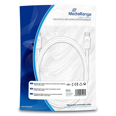 MediaRange Antenen-Kabel Koax-Stecker/Kupplung 75O NEW