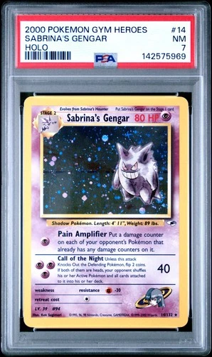 2000 POKEMON GYM HEROES HOLO #14 SABRINA'S GENGAR PSA 7