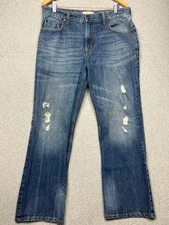 Y2K Vintage Aeropostale Jeans Mens 34x30 Blue The Driggs Slim Bootcut Distressed