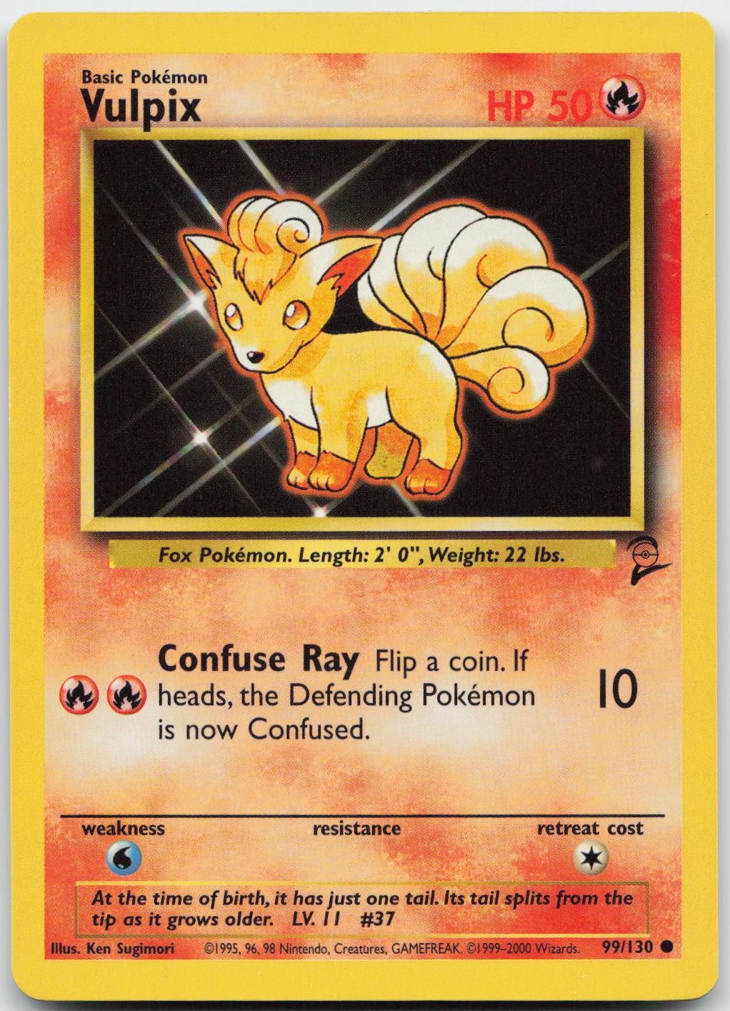 Vulpix 99/130 Common Base Set 2 Pokemon Lightly Played