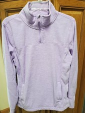 Tek Gear Women s Lavender Purple Fleece Pullover L 1/4 Zipper Pullover Pockets