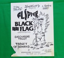 Flipper & Black Flag Original Show Flyer 1980's Fenders Long Beach Punk Hardcore