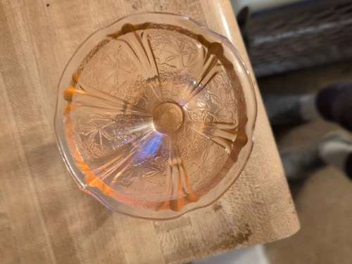 Depression Glass Pink Dessert Cups Etched Design Footed  S96JJ Set Of 2