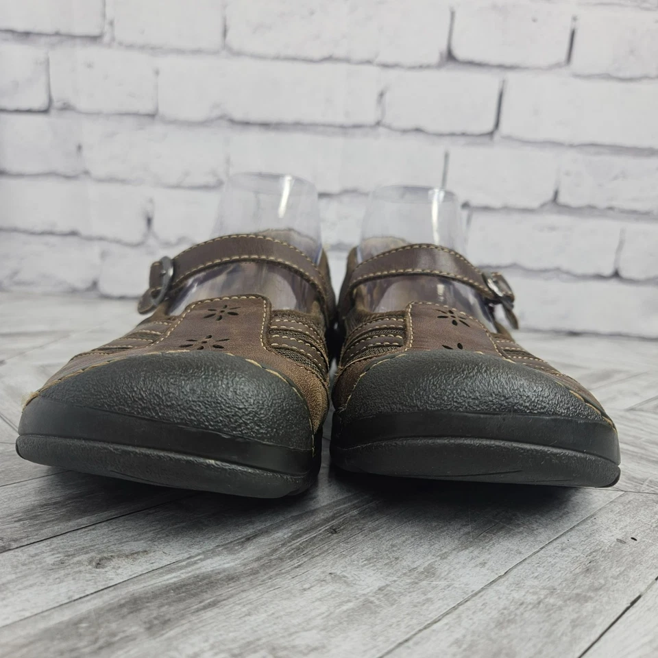 Zapatos cómodos para caminar Mary Jane de cuero marrón Keen para mujer 10 M correa con hebilla plana Foto 4 de 4