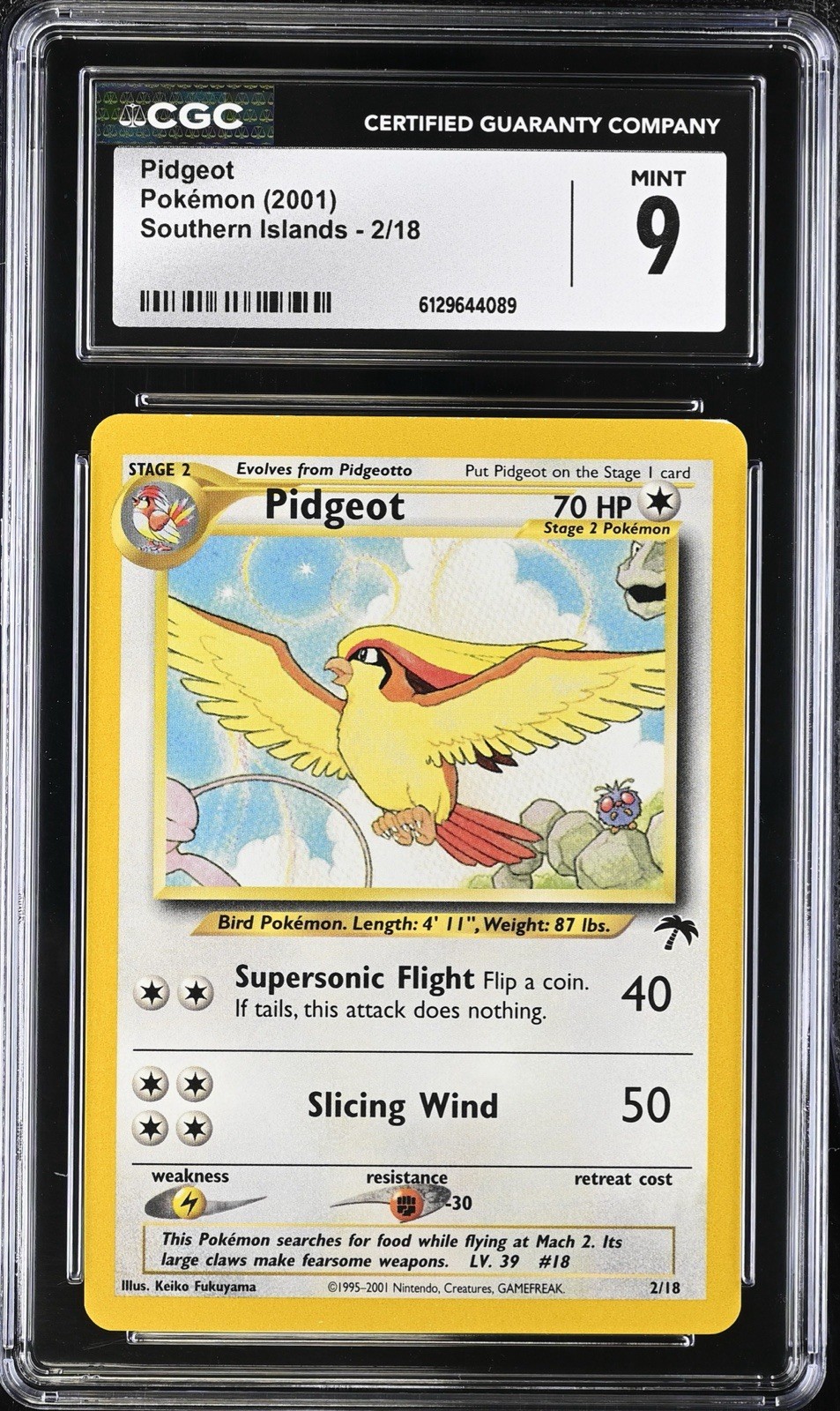 CGC 9 MINT Pidgeot 2/18 Southern Islands Promo Vintage WOTC 2001 Pokémon