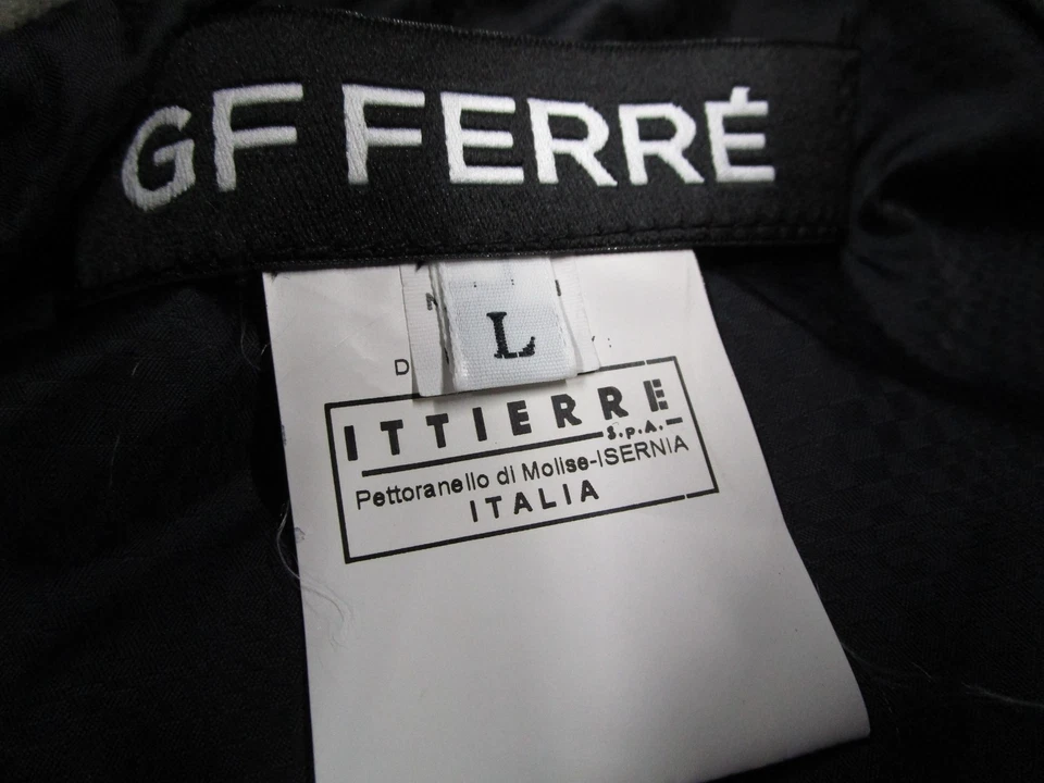 Chaqueta cortavientos vintage GF Ferre para hombre grande negra cremallera completa Varsity Italia Y2K Foto 2 de 4