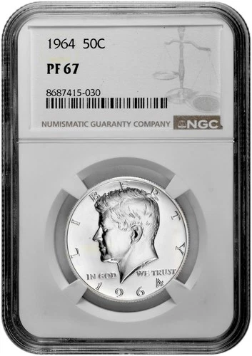 1964 50C Silver Proof Kennedy Half Dollar NGC Graded PF 67 in New Holder