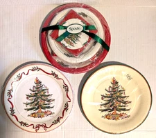 Spode Christmas Tree Paper Plates & Napkins Set - 24 Dinner, 8 Salad, 40 Napkins