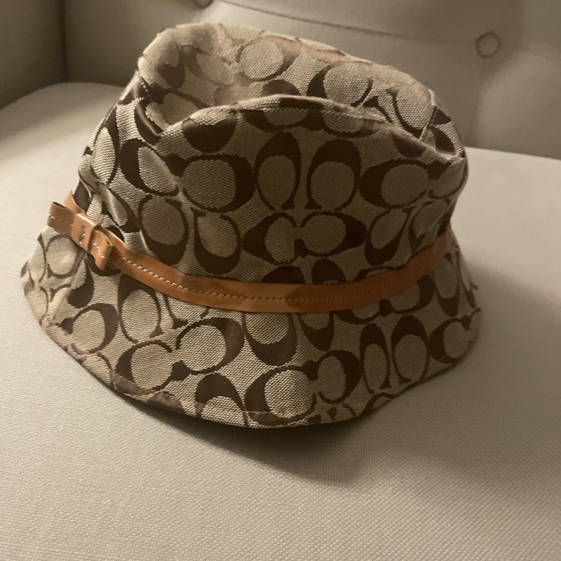Vintage Y2K Coach Monogram Bucket Hat Beige Tan Size P/S