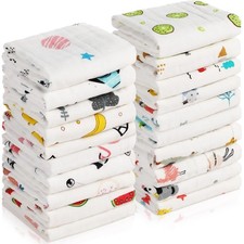 20 PCS Muslin Baby Burp Cloths Cotton 6 Layers 20 Styles Rags 20x10 Inch