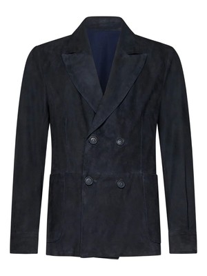 Herren Marineblau Wildleder 100 % Echtleder Blazer Formell Business Stil Knop...