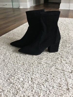 STUART WEITZMAN BLACK SUEDE LEATHER  POINTED TOE SLIP ON BOOTS SIZE 36.5 US 6C