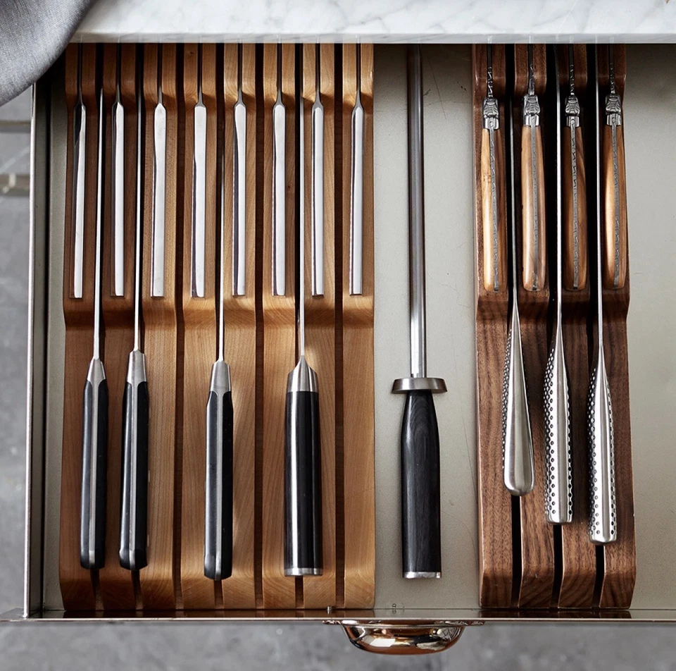 Premium 7-Slot Walnut In-Drawer Knife Organizer – Sleek, Space-Saving Storage - Image 2 of 2