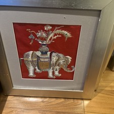 Vintage Chinese Embroidery Panel Textile Tapestry Framed 54x54 cm 