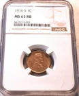 1916 S 1C NGC MS 63 RB Lincoln Cent, Better Choice Uncirculated Red Brown Penny