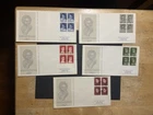 Netherlands lot of 4 1957 FDC 1st day Covers Blocks of 4  to the USA Kinderzegel