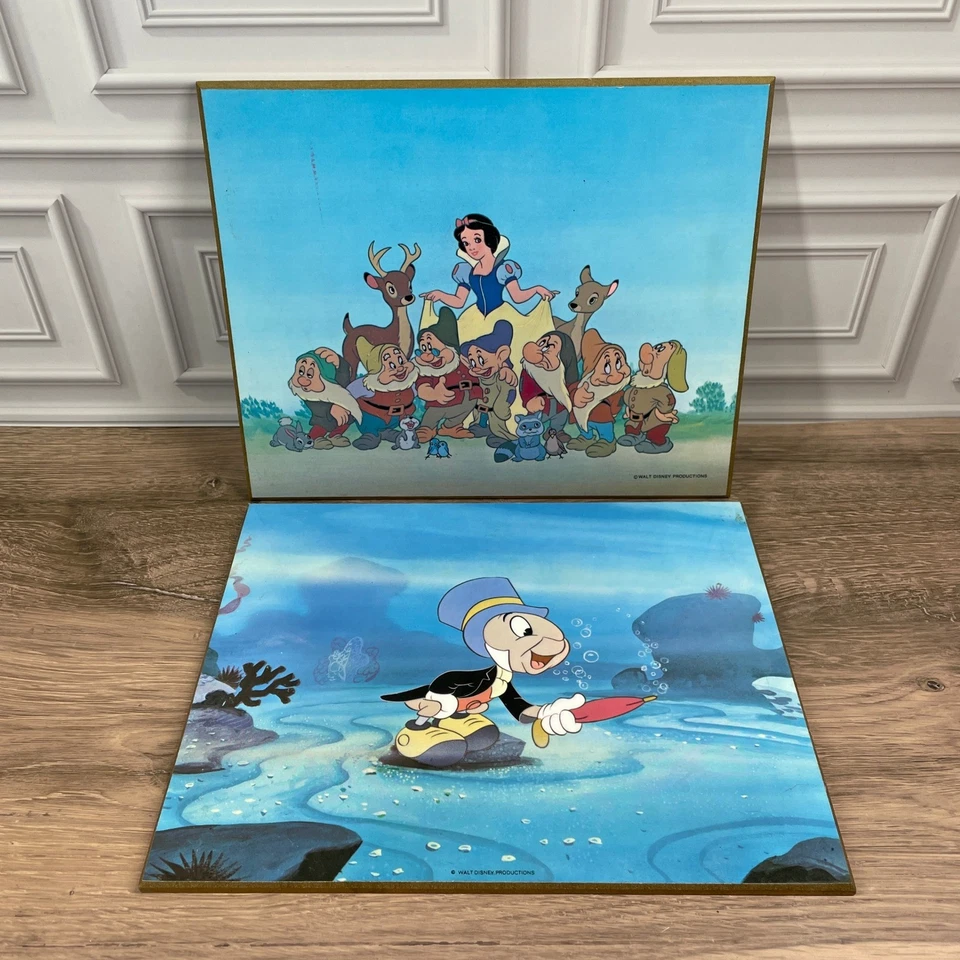 Decoración de arte de madera vintage de Blancanieves y Pinito Cricket de Disney Productions Foto 4 de 4