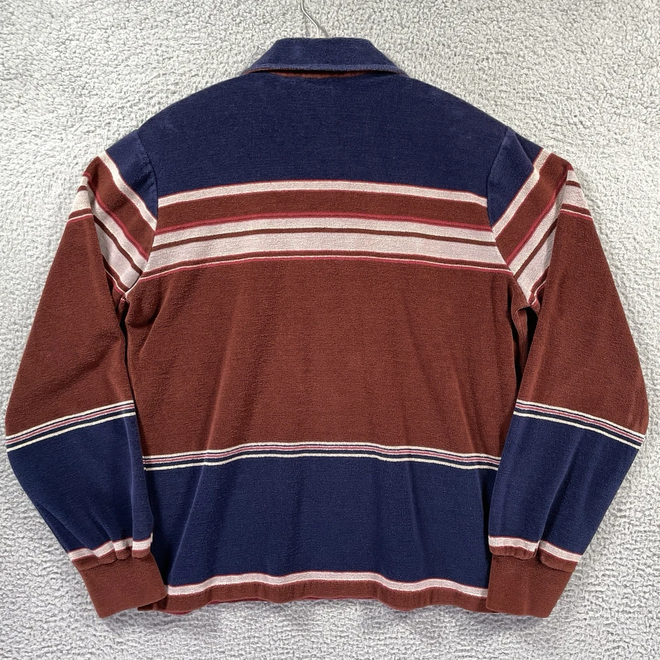 Vintage Spire California Shirt Mens Large Long Sleeve Striped Velour Disco Retro - Image 2 of 4