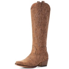 IUV Knee High Cowboy Boots for Women-Wide Calf Embroidered Cowgirl Boots,...