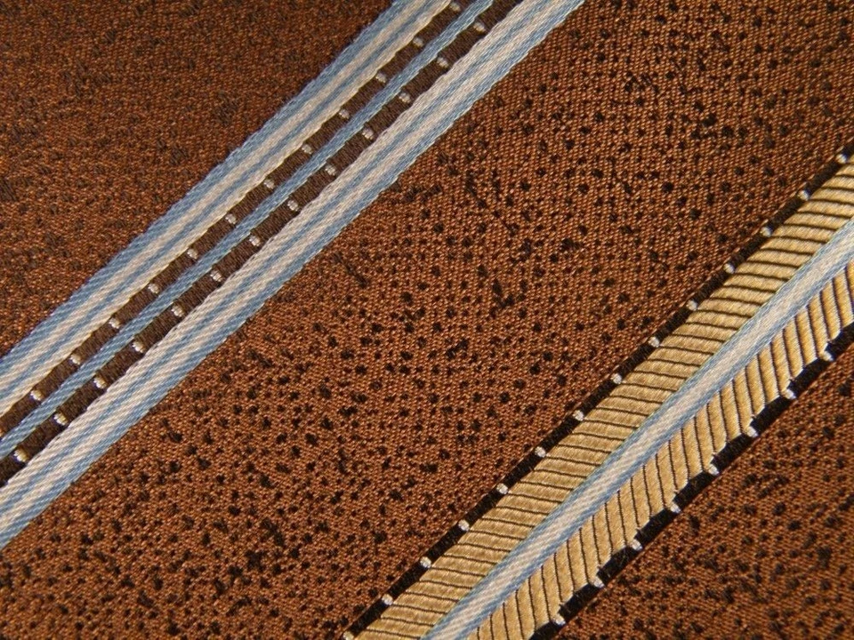 CORBATA ITALO FERRETTI HECHA A MANO MARRÓN PLATA ORO MARCO RAYAS SEDA GRUESA Foto 2 de 4