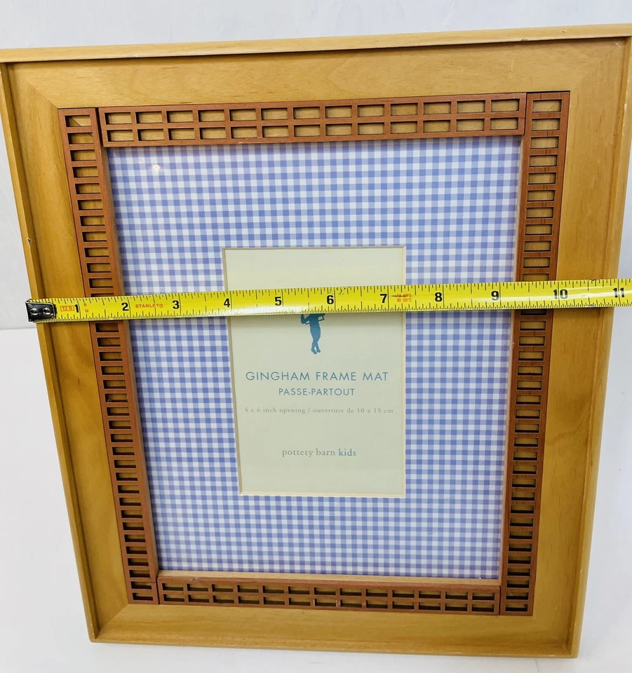 Marco de fotos Pottery Barn Kids púrpura de guinga 4 X 6 tapete en marco recortado Foto 4 de 4