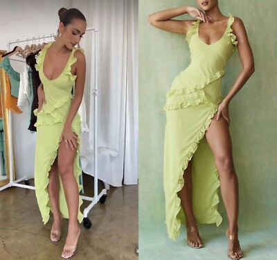 chinese dress ladies Rent or Hire Designer Dresses | House of CB Pixie Flame Orange Ruffle Maxi  Dress