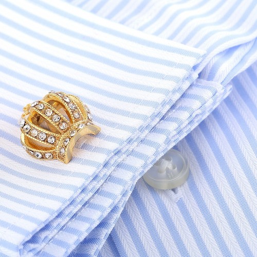 Men Cufflinks 1 Pair of Shirt Suit Cuff Links Jewelry Rhinestone Classic MN-20 - Picture 6 of 6