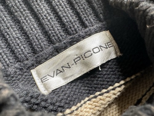 Evan Picone L Sweater Vest 100% Cotton Knit Black Beige Wide Striped Womens - Picture 11 of 11