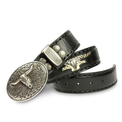 8322 Ceinture SENDRA western country en cuir et python noir