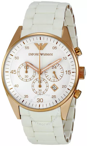 NEW EMPORIO ARMANI SPORTIVO AR5919 WHITE ROSE GOLD WHITE SILICONE MENS WATCH