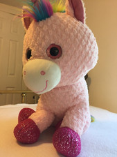 Pink Rainbow Plush Unicorn Huge With Sparkle Eyes 2016 Toys R Us