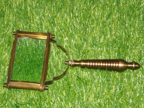 Vintage Antique Nautical Brass Rectangular Magnifying Glass Reading Magnifier - Picture 6 of 6