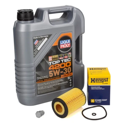 5L LIQUI MOLY TOP TEC 4200 5W30 Motoröl + HENGST Ölfilter für VAG 1.6/2.0 TDI - Bild 1 von 4