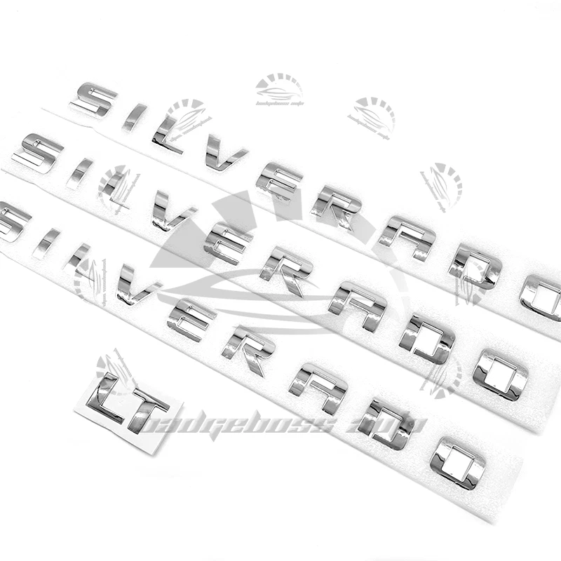 Chrome Front Rear Door Emblem Badge Tailgate Letters for Silverado 1500 2500 LT Foto 2 de 4