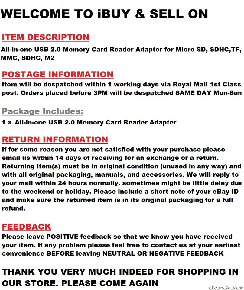 USB Memory Card Reader Adapter All In One for Micro SD MMC SDHC TF M2 MS Duo - Image 2 of 2