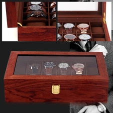 12 Slot Gold Wooden Watch Box For Men - Luxury Accents Display Box Holder Gift