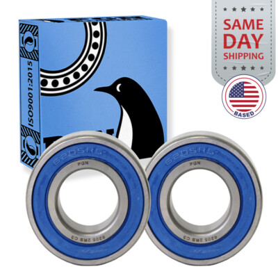 (2) 6205-2RS Premium Rubber Seal Ball Bearing C3 EMQ, 25x52x15, 6205 2RS 6205rs