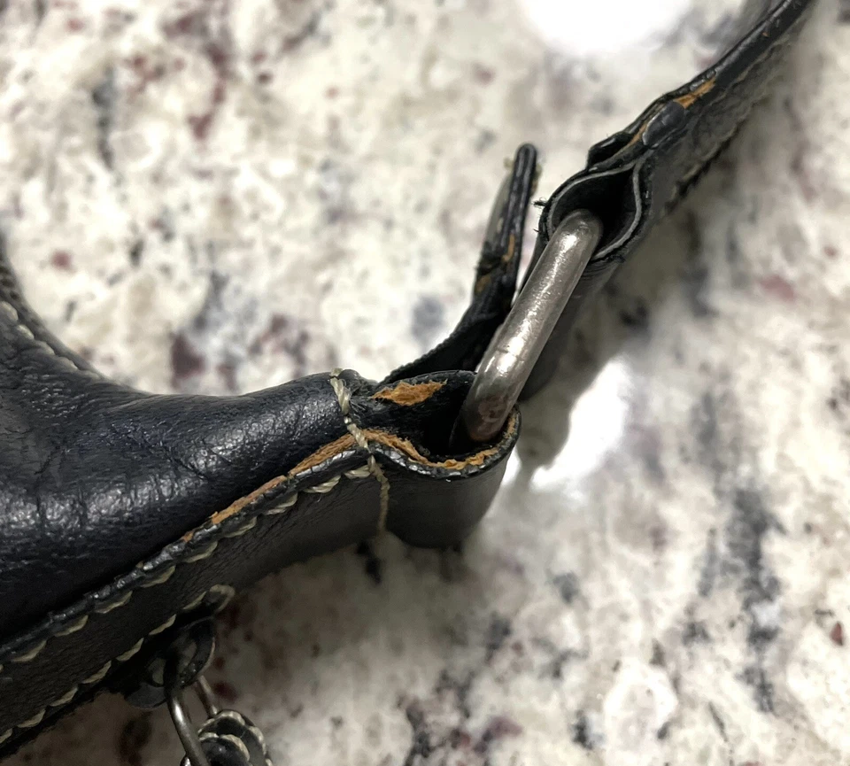 Leonello Borghi Black Leather Purse Shoulder Bag Zip Pockets - Image 3 of 4